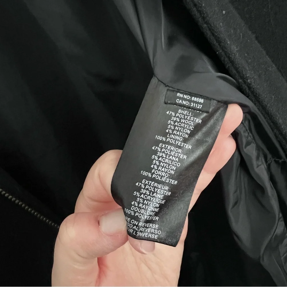DKNY Men's Sleek Black Overcoat Top Coat Wool Blend